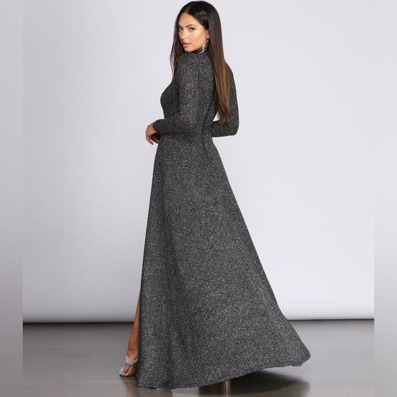 Alessandra Formal High Slit Glitter Dress by Windsor - Picture 4 of 13